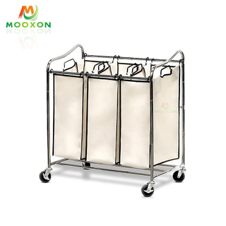 Space Save Rolling 3 Bags Foldable Laundry Storage Dryer Hanger Stand Clothes Rack