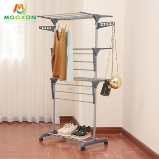3 Layers Multifunction Home Balcony Clothes Drying Rack Storage Holder