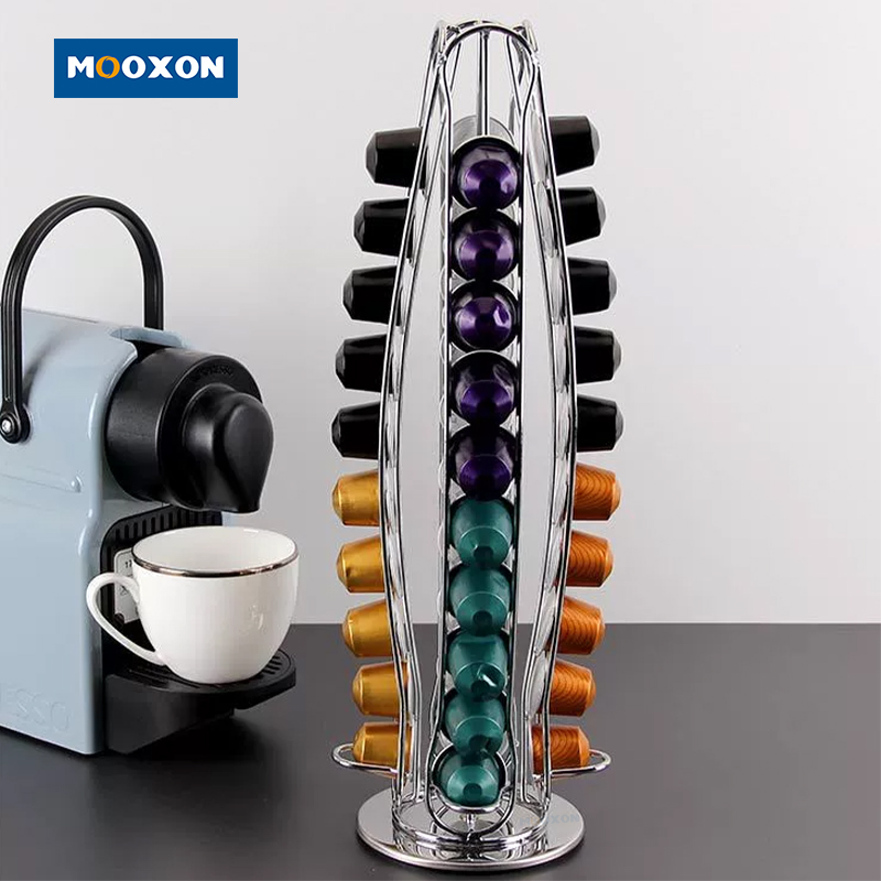 Coffee Storage Pod Holder Iron Revolving 40 Pcs For Nespresso , MX-C17-A