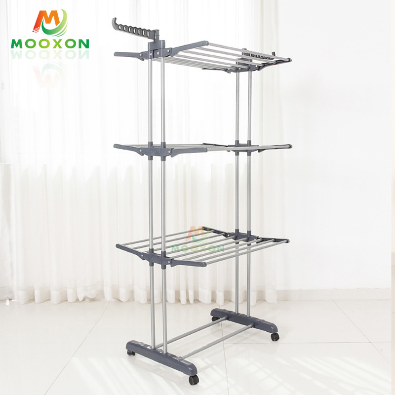 Easy To Assemble 3 Layers Multipurpose Clothes Drying Rack For Indoor And Outdoor Balcony 