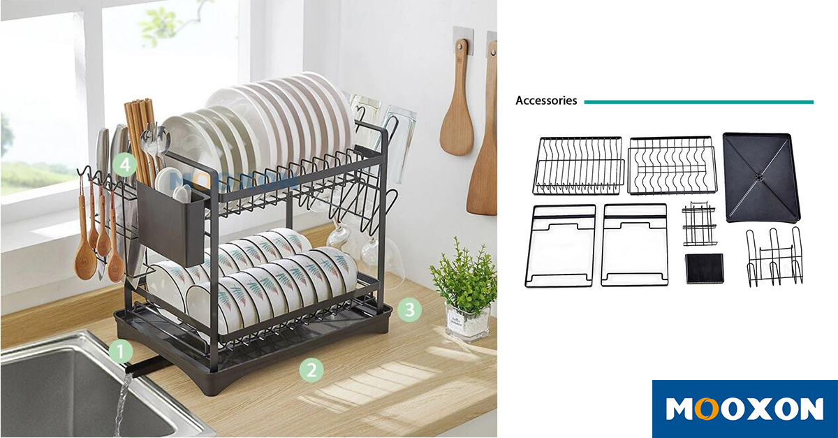 Easy Installation Dish Bowl Rack with Drain Plate