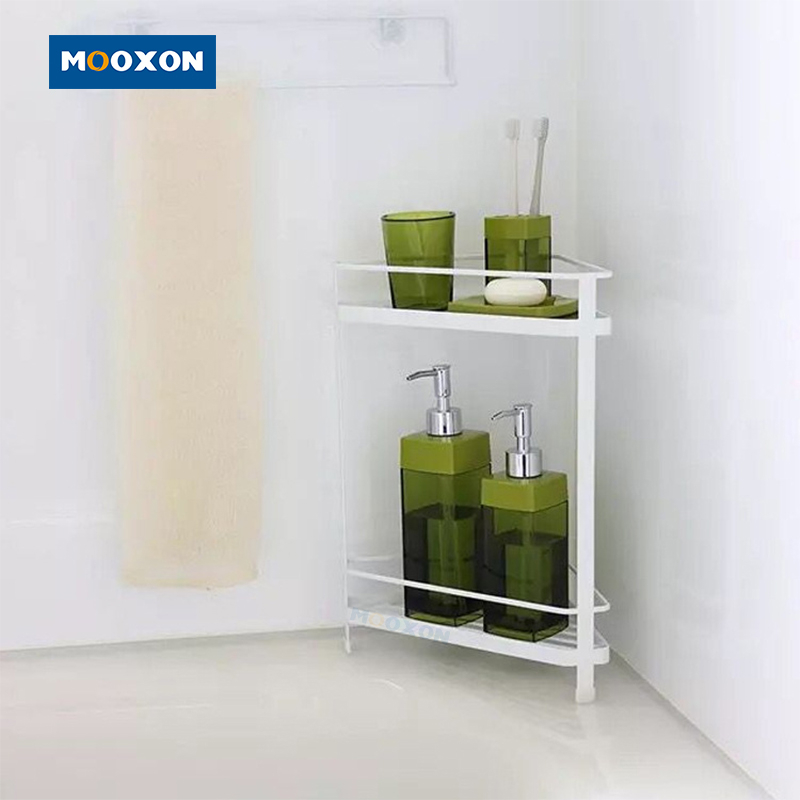 ODM Bathroom Corner Wire Basket Shelf 2 Tier Stand Shower Shelf Storage Rack Under Sink Organizer , MX-L04