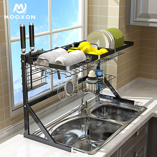 Kitchen Organizer Dish Drying Rack Over The Sink With Utensil Holders